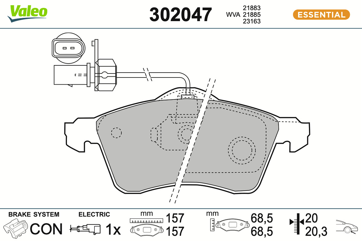 Jeu de 4 plaquettes de frein VALEO ref. 302047